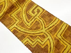 手織り紬抽象模様織出し名古屋帯